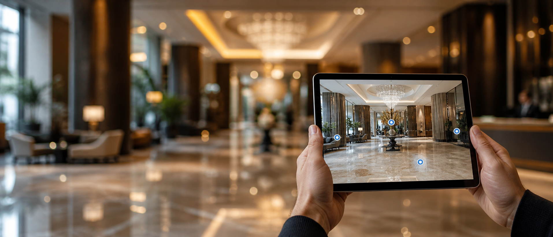 A finished 360 tour being explored on a tablet