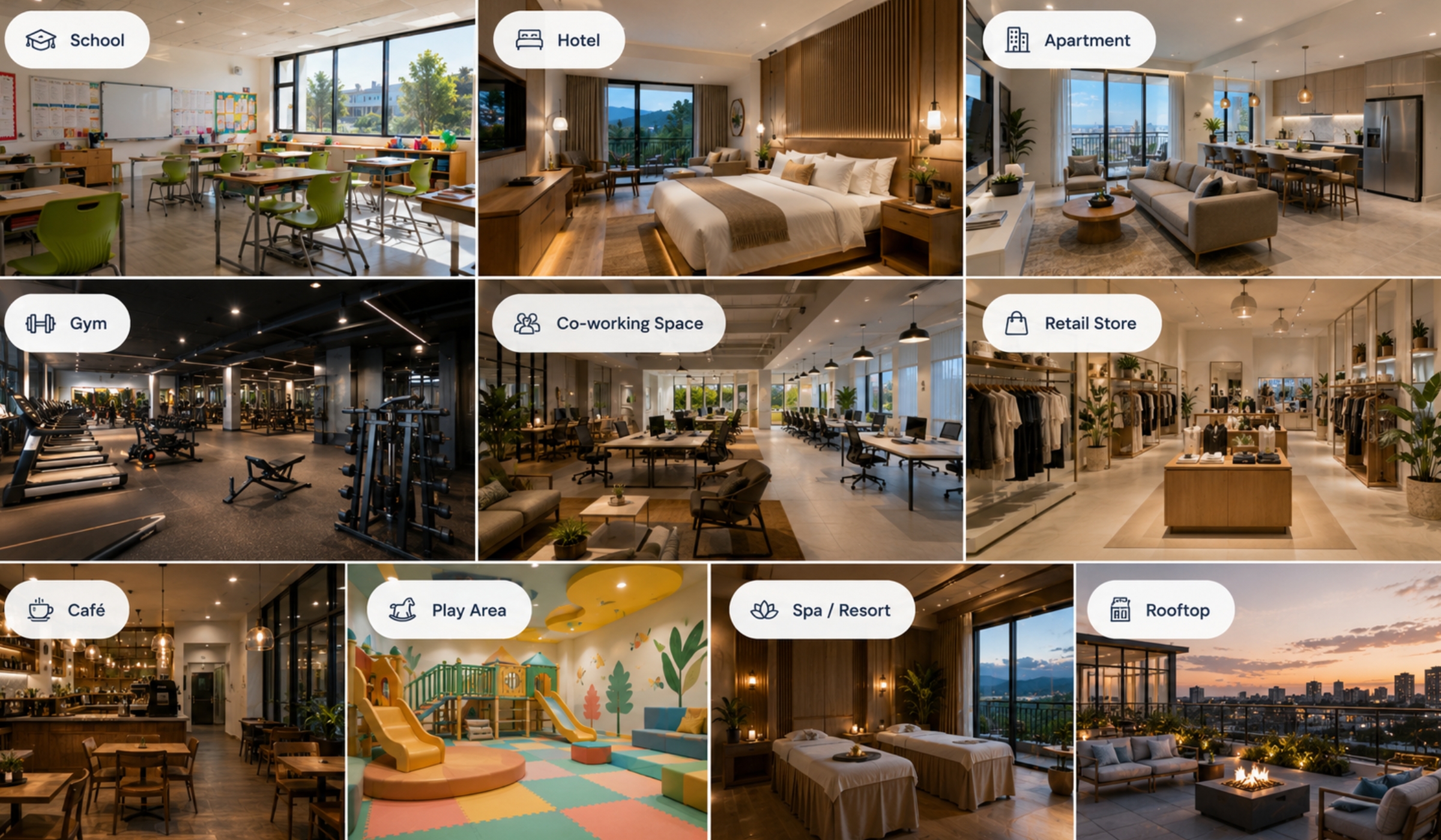 Spaces suitable for PinPoint360