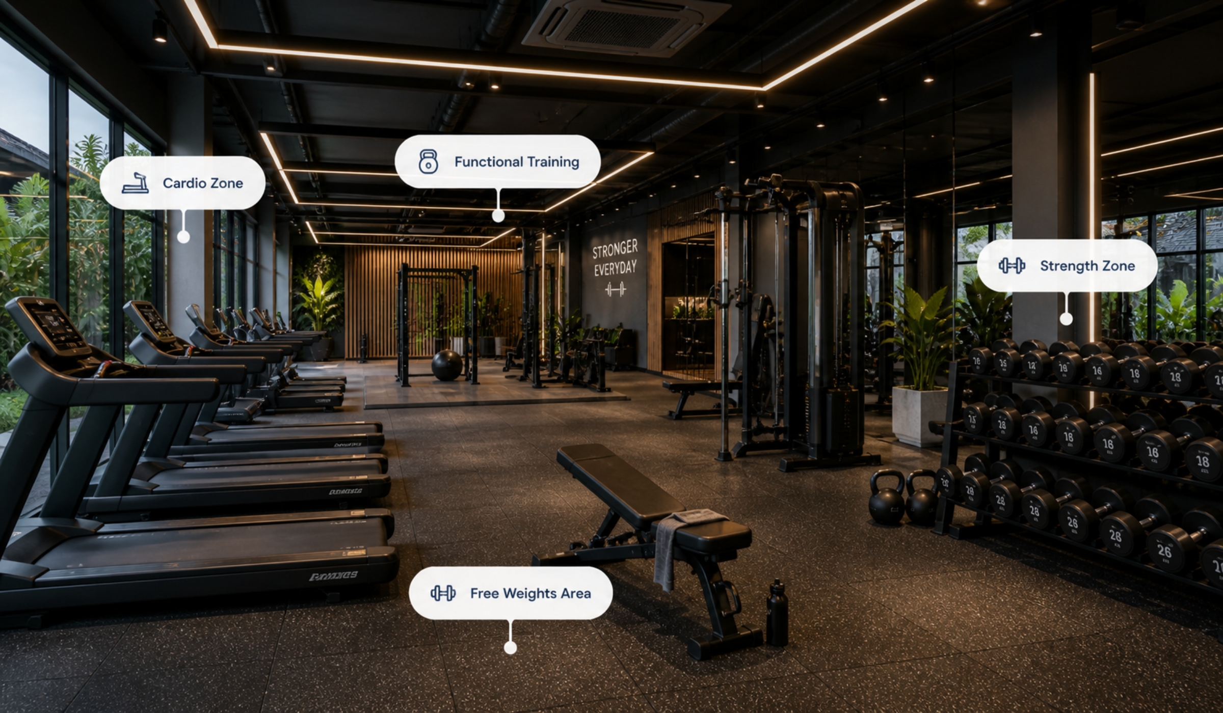 Gym 360 tour labels example
